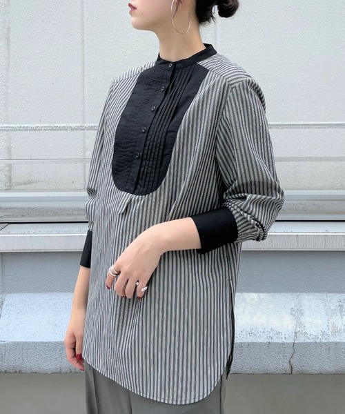 CIAOPANIC(チャオパニック)の「■ストライプドレスシャツ(シャツ/ブラウス・レディース・ブラック/ブルー・FREE)」の18枚目の写真
