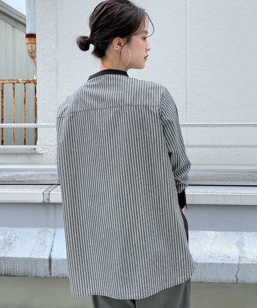 CIAOPANIC(チャオパニック)の「■ストライプドレスシャツ(シャツ/ブラウス・レディース・ブラック/ブルー・FREE)」の19枚目の写真