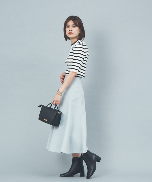 Rouge vif(ルージュヴィフ)の「【REMME】スクエアショートブーツ(ブーツ・レディース・ブラック/オフホワイト・38/39/35/36/37)」の4枚目の写真