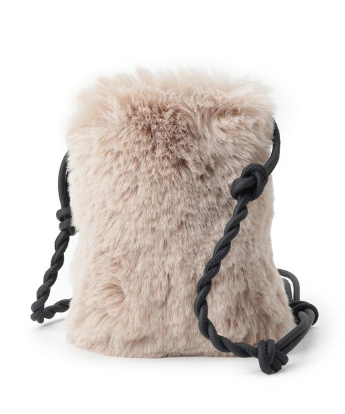 SHOO・LA・RUE（シューラルー）の「◆エコファーミニミニポシェット（ショルダーバッグ・レディース・ブラック/ベージュ/カーキ系4/グレー・00）」の6枚目の写真