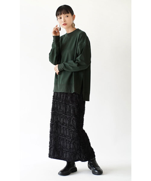 zootie（ズーティー）の「ダンボールニット［サイドスリットプルオーバー］（Tシャツ/カットソー・レディース・ライトベージュ/ブラウン/ブラック/ライトグリーン/アイボリー/グリーン/ライトグレー・M）」の16枚目の写真