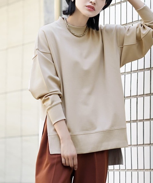 zootie（ズーティー）の「ダンボールニット［サイドスリットプルオーバー］（Tシャツ/カットソー・レディース・ライトベージュ/ブラウン/ブラック/ライトグリーン/アイボリー/グリーン/ライトグレー・M）」の5枚目の写真