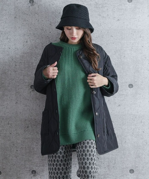 clear（クリア）の「【WEB限定】キルティングノーカラーコート（ノーカラーコート・レディース・ブラウン/ブラック/グリーン/アイボリー/キャメル/ピンク系その他/カーキ・F）」の3枚目の写真