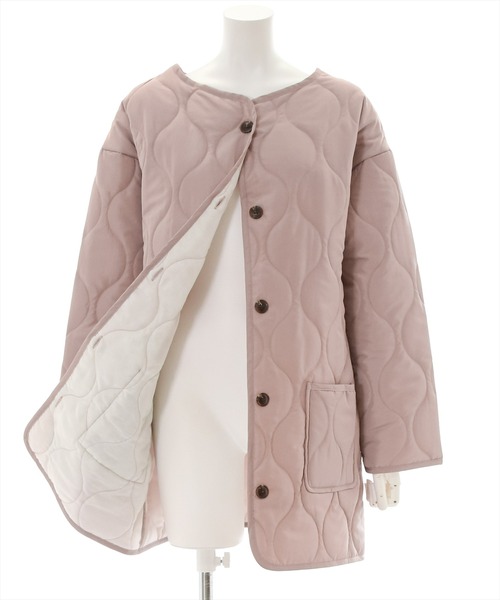 clear（クリア）の「【WEB限定】キルティングノーカラーコート（ノーカラーコート・レディース・ブラウン/ブラック/グリーン/アイボリー/キャメル/ピンク系その他/カーキ・F）」の12枚目の写真