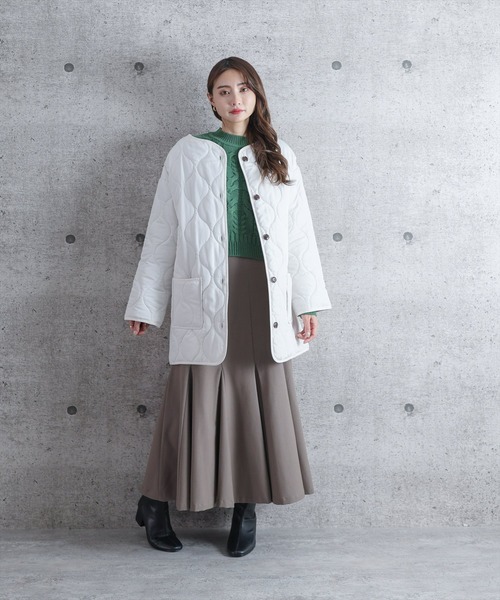 clear（クリア）の「【WEB限定】キルティングノーカラーコート（ノーカラーコート・レディース・ブラウン/ブラック/グリーン/アイボリー/キャメル/ピンク系その他/カーキ・F）」の22枚目の写真