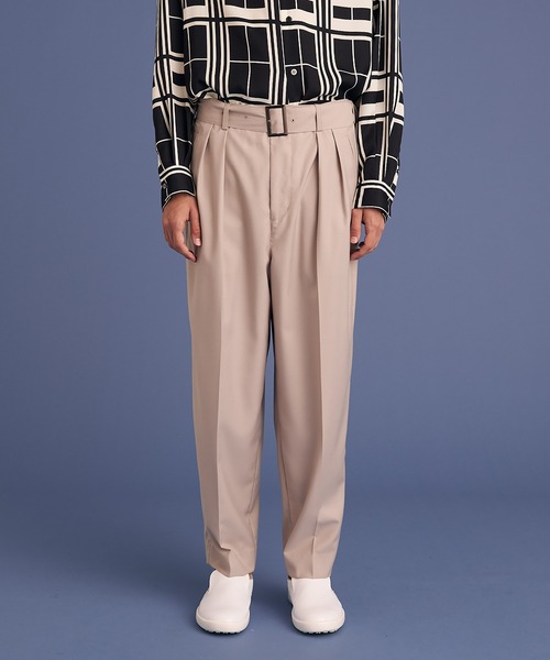 UP START（アップスタート）の「2TACK BELTED PANTS/2タックベルトパンツ（その他パンツ・メンズ・ブラック/グレー・MEDIUM/LARGE）」の17枚目の写真