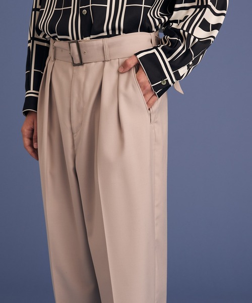 UP START（アップスタート）の「2TACK BELTED PANTS/2タックベルトパンツ（その他パンツ・メンズ・ブラック/グレー・MEDIUM/LARGE）」の22枚目の写真