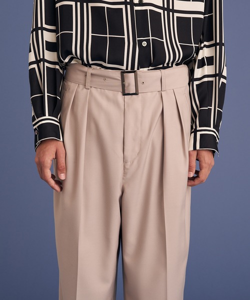 UP START（アップスタート）の「2TACK BELTED PANTS/2タックベルトパンツ（その他パンツ・メンズ・ブラック/グレー・MEDIUM/LARGE）」の21枚目の写真