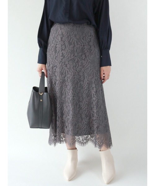 Te chichi(テチチ)の「ケミカルレースフレアスカート(スカート・レディース・グレー/チャコール/ブルー・フリ-)」の2枚目の写真