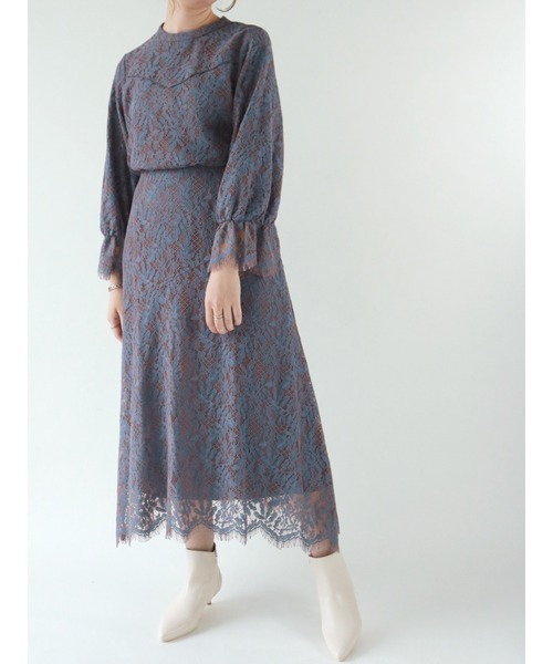 Te chichi(テチチ)の「ケミカルレースフレアスカート(スカート・レディース・グレー/チャコール/ブルー・フリ-)」の7枚目の写真