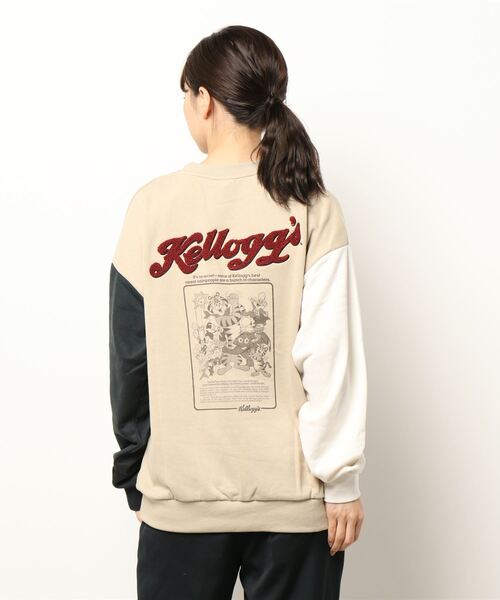 Right-on（ライトオン）の「「Kelloggs」サガラクルーネックトレーナー（スウェット・レディース・ベージュ/ダークグレー・M/L/XL）」の5枚目の写真