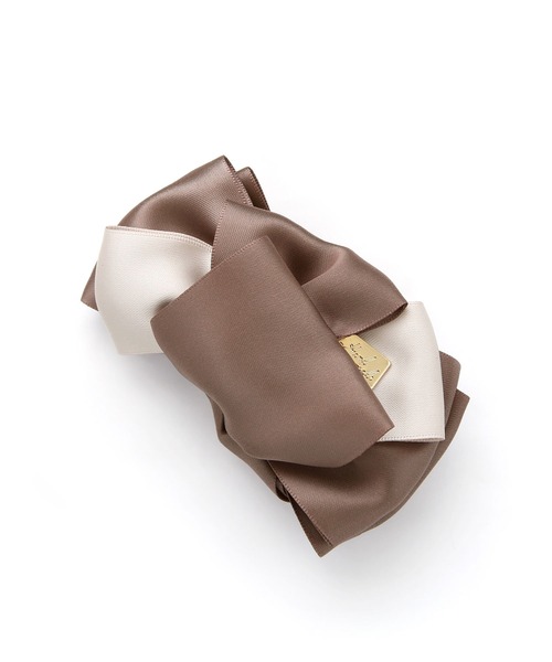 colleca la（コレカラ）の「バイカラーリボンバナナクリップ（バレッタ/ヘアクリップ・レディース・ブラック/モカ・ﾌﾘ-）」の4枚目の写真