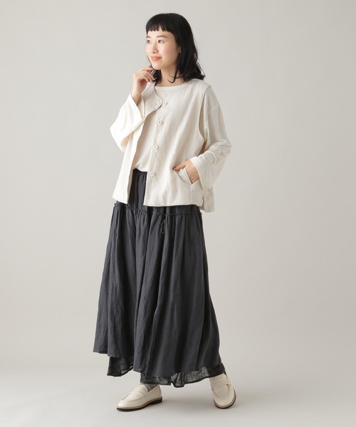 studio CLIP（スタディオクリップ）の「《Natural by studio CLIP》リネンコットン切り替えスカート（スカート・レディース・レッド/スモーク・FREE）」の5枚目の写真