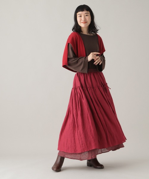 studio CLIP（スタディオクリップ）の「《Natural by studio CLIP》リネンコットン切り替えスカート（スカート・レディース・レッド/スモーク・FREE）」の11枚目の写真