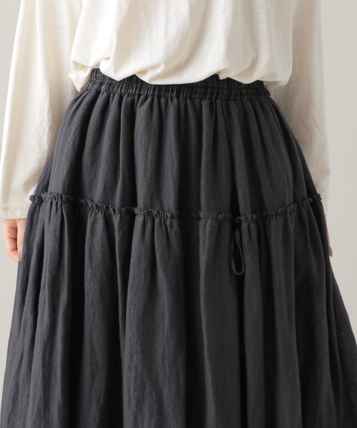 studio CLIP（スタディオクリップ）の「《Natural by studio CLIP》リネンコットン切り替えスカート（スカート・レディース・レッド/スモーク・FREE）」の3枚目の写真