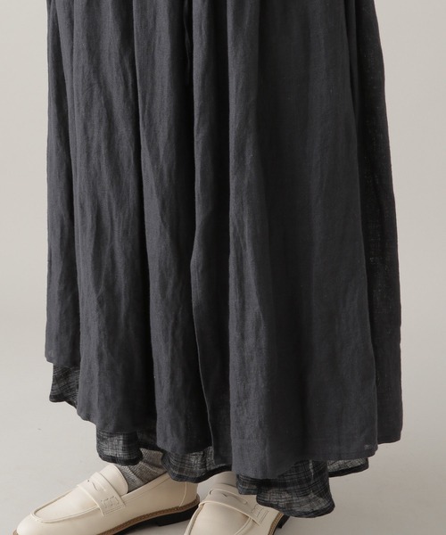 studio CLIP（スタディオクリップ）の「《Natural by studio CLIP》リネンコットン切り替えスカート（スカート・レディース・レッド/スモーク・FREE）」の6枚目の写真