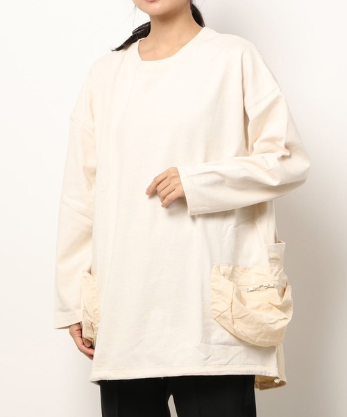 nappalm(ナップパーム)の「【 nappalm / ナップパーム 】 ビックシルエット ポケットロンT 406920190 NPP(Tシャツ/カットソー・レディース・カーキ/ナチュラル/ブラック/ネイビー・FREE)」の3枚目の写真