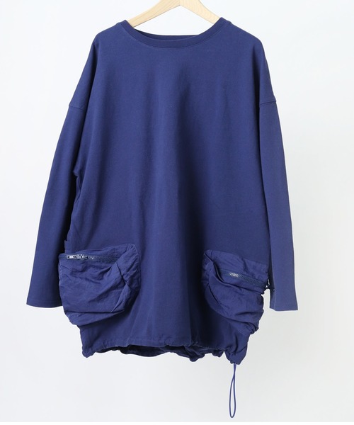 nappalm(ナップパーム)の「【 nappalm / ナップパーム 】 ビックシルエット ポケットロンT 406920190 NPP(Tシャツ/カットソー・レディース・カーキ/ナチュラル/ブラック/ネイビー・FREE)」の4枚目の写真