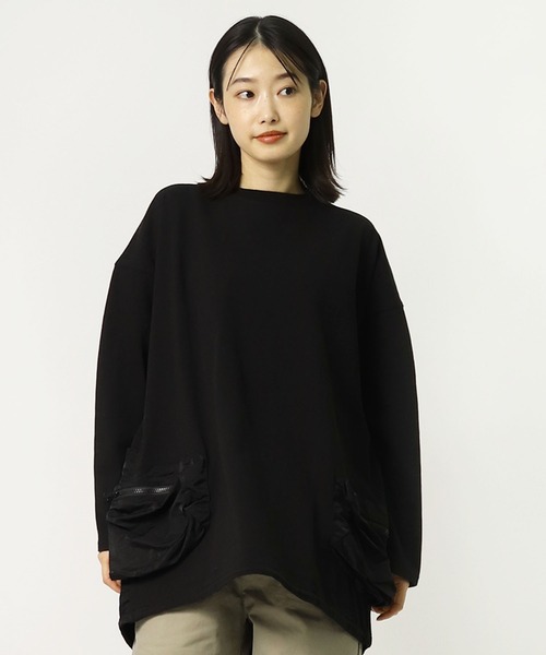 nappalm(ナップパーム)の「【 nappalm / ナップパーム 】 ビックシルエット ポケットロンT 406920190 NPP(Tシャツ/カットソー・レディース・カーキ/ナチュラル/ブラック/ネイビー・FREE)」の7枚目の写真