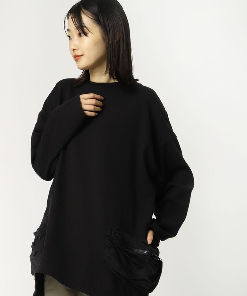 nappalm(ナップパーム)の「【 nappalm / ナップパーム 】 ビックシルエット ポケットロンT 406920190 NPP(Tシャツ/カットソー・レディース・カーキ/ナチュラル/ブラック/ネイビー・FREE)」の9枚目の写真