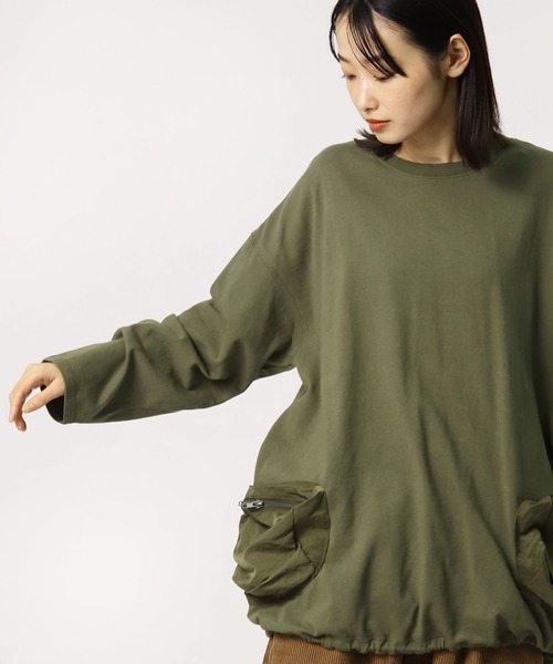 nappalm(ナップパーム)の「【 nappalm / ナップパーム 】 ビックシルエット ポケットロンT 406920190 NPP(Tシャツ/カットソー・レディース・カーキ/ナチュラル/ブラック/ネイビー・FREE)」の13枚目の写真