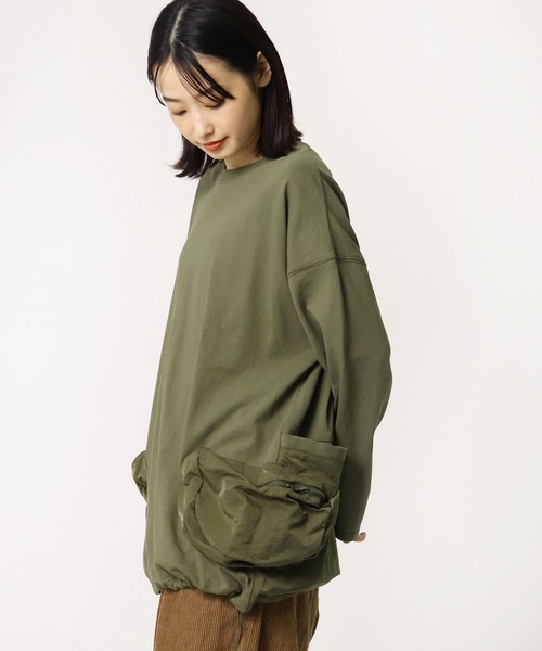 nappalm(ナップパーム)の「【 nappalm / ナップパーム 】 ビックシルエット ポケットロンT 406920190 NPP(Tシャツ/カットソー・レディース・カーキ/ナチュラル/ブラック/ネイビー・FREE)」の14枚目の写真