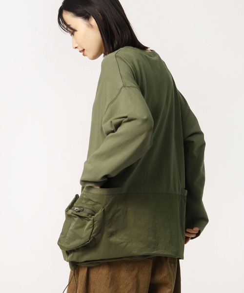 nappalm(ナップパーム)の「【 nappalm / ナップパーム 】 ビックシルエット ポケットロンT 406920190 NPP(Tシャツ/カットソー・レディース・カーキ/ナチュラル/ブラック/ネイビー・FREE)」の16枚目の写真