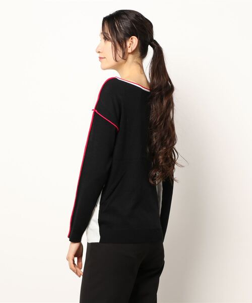 Q（キュー）の「バイカラーパイピングニット（ニット/セーター・レディース・アイボリー/ラベンダー・MEDIUM）」の3枚目の写真