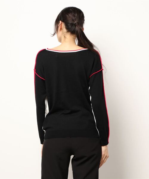 Q（キュー）の「バイカラーパイピングニット（ニット/セーター・レディース・アイボリー/ラベンダー・MEDIUM）」の4枚目の写真