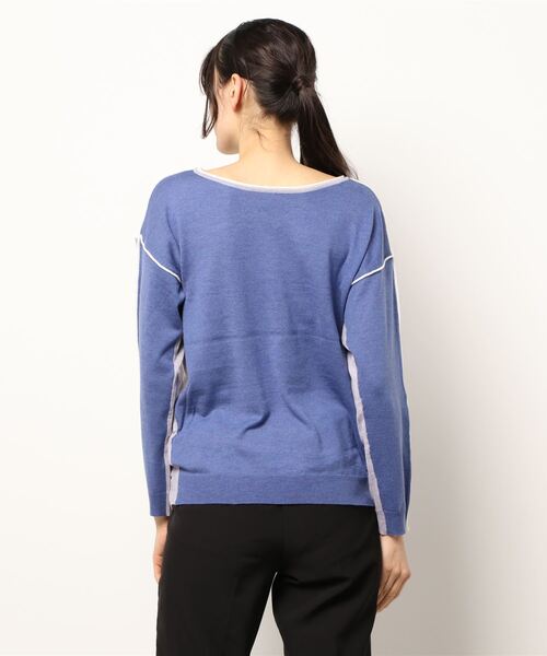 Q（キュー）の「バイカラーパイピングニット（ニット/セーター・レディース・アイボリー/ラベンダー・MEDIUM）」の5枚目の写真