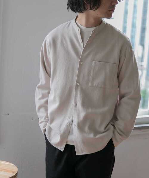 URBAN RESEARCH DOORS（アーバンリサーチドアーズ）の「ヘビーネルバンドカラーシャツ（シャツ/ブラウス・メンズ・チャコールグレー/ホワイト系その他/その他1/ストライプ/チェック/ブルー・40/38）」の13枚目の写真