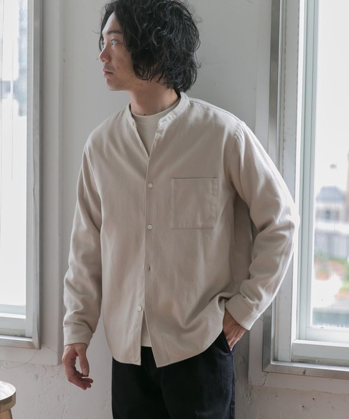 URBAN RESEARCH DOORS（アーバンリサーチドアーズ）の「ヘビーネルバンドカラーシャツ（シャツ/ブラウス・メンズ・チャコールグレー/ホワイト系その他/その他1/ストライプ/チェック/ブルー・40/38）」の14枚目の写真