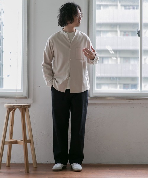 URBAN RESEARCH DOORS（アーバンリサーチドアーズ）の「ヘビーネルバンドカラーシャツ（シャツ/ブラウス・メンズ・チャコールグレー/ホワイト系その他/その他1/ストライプ/チェック/ブルー・40/38）」の16枚目の写真