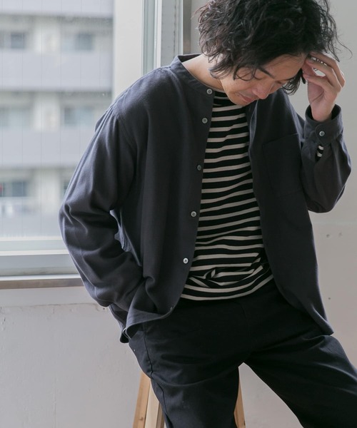 URBAN RESEARCH DOORS（アーバンリサーチドアーズ）の「ヘビーネルバンドカラーシャツ（シャツ/ブラウス・メンズ・チャコールグレー/ホワイト系その他/その他1/ストライプ/チェック/ブルー・40/38）」の18枚目の写真