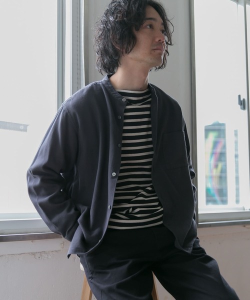 URBAN RESEARCH DOORS（アーバンリサーチドアーズ）の「ヘビーネルバンドカラーシャツ（シャツ/ブラウス・メンズ・チャコールグレー/ホワイト系その他/その他1/ストライプ/チェック/ブルー・40/38）」の19枚目の写真