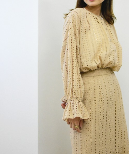 Brownie（ブラウニー）の「Brownie コットンレースフレアー切替スカート（スカート・レディース・ベージュ/ブラウン/カーキ/ピンク・FREE）」の11枚目の写真