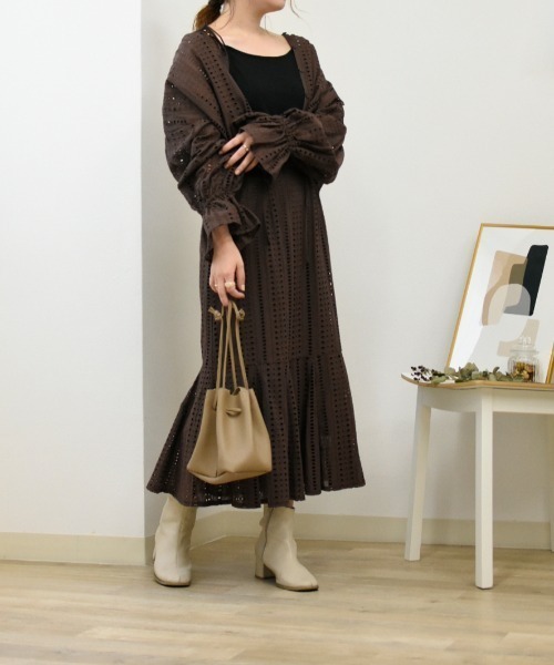 Brownie（ブラウニー）の「Brownie コットンレースフレアー切替スカート（スカート・レディース・ベージュ/ブラウン/カーキ/ピンク・FREE）」の7枚目の写真