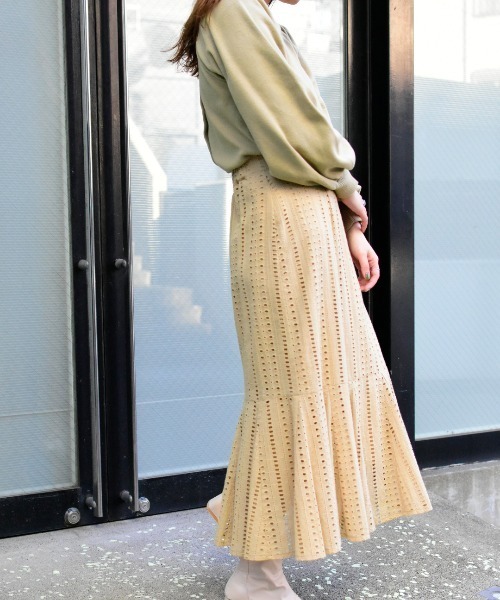 Brownie（ブラウニー）の「Brownie コットンレースフレアー切替スカート（スカート・レディース・ベージュ/ブラウン/カーキ/ピンク・FREE）」の14枚目の写真