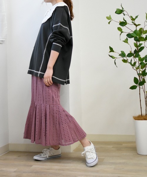 Brownie（ブラウニー）の「Brownie コットンレースフレアー切替スカート（スカート・レディース・ベージュ/ブラウン/カーキ/ピンク・FREE）」の17枚目の写真
