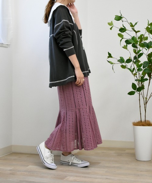 Brownie（ブラウニー）の「Brownie コットンレースフレアー切替スカート（スカート・レディース・ベージュ/ブラウン/カーキ/ピンク・FREE）」の16枚目の写真