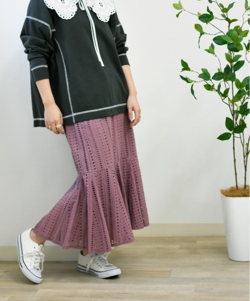 Brownie（ブラウニー）の「Brownie コットンレースフレアー切替スカート（スカート・レディース・ベージュ/ブラウン/カーキ/ピンク・FREE）」の15枚目の写真