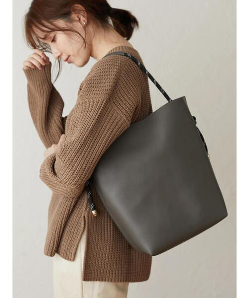 Green Parks(グリーンパークス)の「・コードハンドルビッグトート*(トートバッグ・レディース・グレー/ベージュ/ライトグレー・FREE)」の12枚目の写真