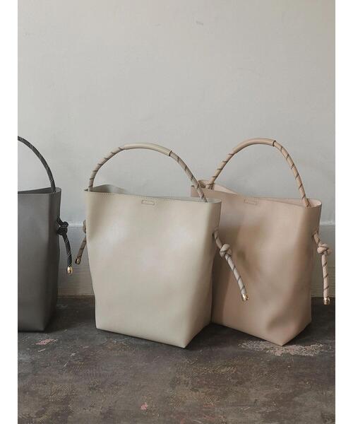 Green Parks(グリーンパークス)の「・コードハンドルビッグトート*(トートバッグ・レディース・グレー/ベージュ/ライトグレー・FREE)」の14枚目の写真