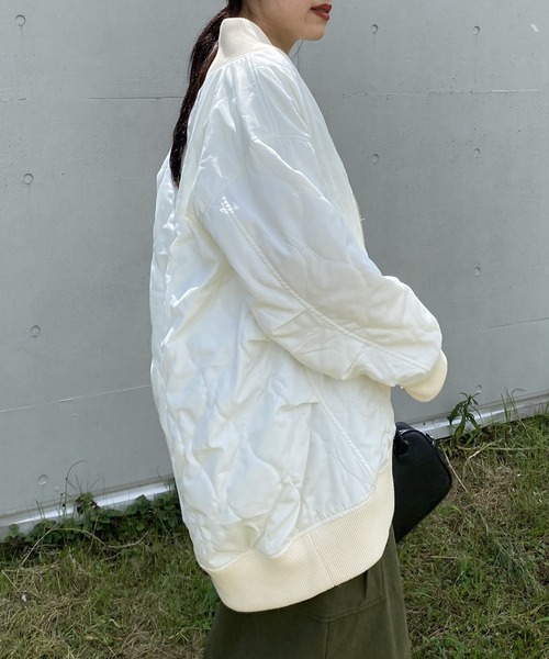 AS KNOW AS PINKY（アズノゥアズピンキー）の「ミリタリー見せスタイル ロングMA-1（ミリタリージャケット・レディース・ブラック/レッド/オフホワイト/カーキ・FREE）」の10枚目の写真