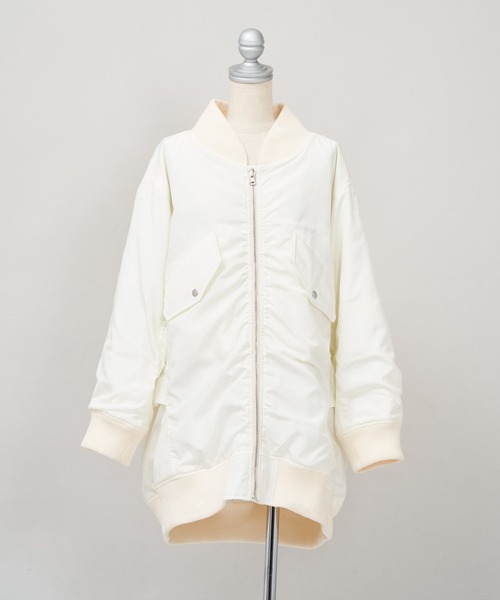 AS KNOW AS PINKY（アズノゥアズピンキー）の「ミリタリー見せスタイル ロングMA-1（ミリタリージャケット・レディース・ブラック/レッド/オフホワイト/カーキ・FREE）」の12枚目の写真