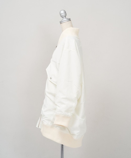 AS KNOW AS PINKY（アズノゥアズピンキー）の「ミリタリー見せスタイル ロングMA-1（ミリタリージャケット・レディース・ブラック/レッド/オフホワイト/カーキ・FREE）」の13枚目の写真