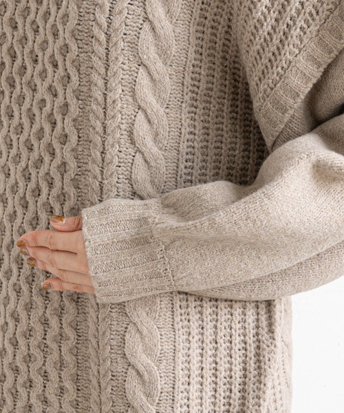 prose verse（プロズヴェール）の「袖切替ケーブル編みニット（ニット/セーター・レディース・ベージュ/ブラウン/グリーン・MEDIUM）」の15枚目の写真