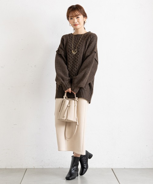 prose verse（プロズヴェール）の「袖切替ケーブル編みニット（ニット/セーター・レディース・ベージュ/ブラウン/グリーン・MEDIUM）」の16枚目の写真