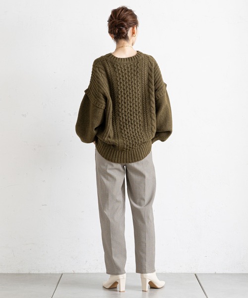 prose verse（プロズヴェール）の「袖切替ケーブル編みニット（ニット/セーター・レディース・ベージュ/ブラウン/グリーン・MEDIUM）」の22枚目の写真