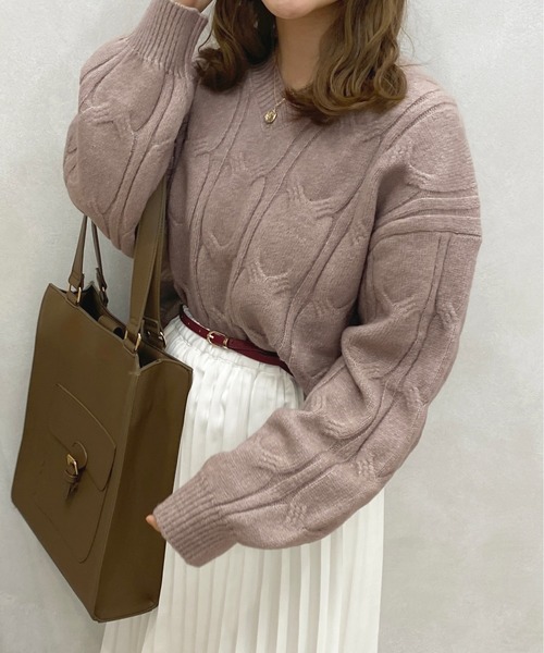 apres jour(アプレジュール)の「ケーブルゆるニット【ZOZOTOWN限定アイテム】(ニット/セーター・レディース・ラベンダー/モカ/アイボリー/サックスブルー・X-LARGE/フリー)」の1枚目の写真
